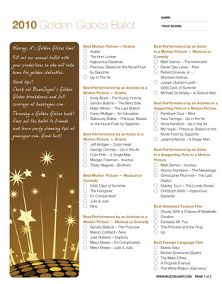 Print and Share My Golden Globes Ballot!