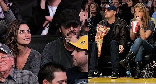 Penelope Cruz, Javier Bardem, Leonardo DiCaprio and Bar Refaeli at a Lakers Game