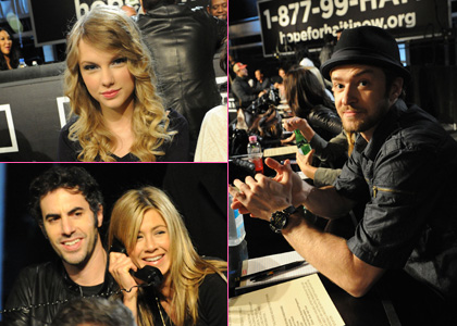 Celebrities are answering phones during ''The Hope For Haiti Now'' Telethon