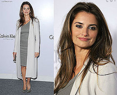 Penelope Cruz Attends Calvin Klein Party in LA in Gray Coat and Dress Penelope Cruz Attends Calvin Klein Party in LA in Gray Coat and Dress