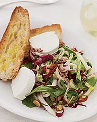 Recipe For Dinner Salad of Bitter Greens With Toasted Almonds and Goat Cheese