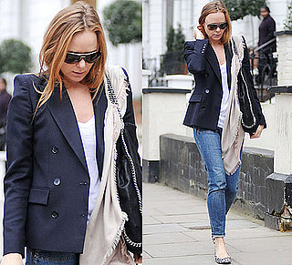 Stella McCartney in Leopard Print Flats and Blue Blazer in London