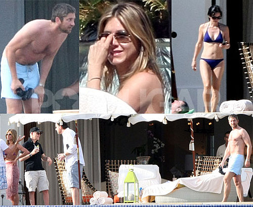 Photos of Shirtless Gerard Butler and Jennifer Aniston and Courteney Cox in Bikinis on Holiday in Mexico