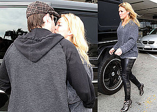 Photos of Hilary Duff and Mike Comrie Kissing Outside LAX Before He Flies to Canada
