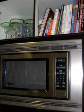 Microwave and cookbooks