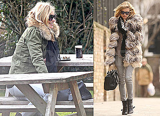 Photos of Kate Moss at a Pub in the Cotswolds, Wearing Fur to Lunch in London