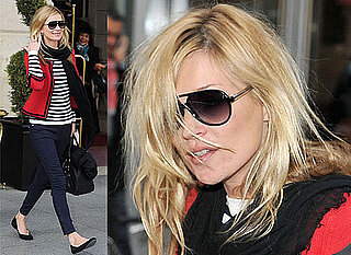 Photos of Kate Moss in Nautical Outfit at Paris Fashion Week Leaving the Ritz Hotel