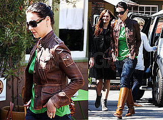 Photos of Katherine Heigl Wearing a Brown Leather Jacket and With Darker Hair in Los Angeles