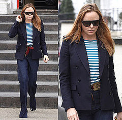 Stella McCartney in London in Green Striped Tee on St. Patrick's Day Stella McCartney in London in Green Striped Tee on St. Patrick's Day