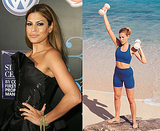 Eva Mendes Shoulder Workout: Punch-Ups With Dumbbells