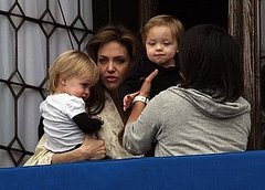 Angelina Jolie shows off the twins