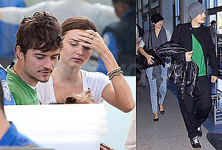 Photos of Miranda Kerr and Orlando Bloom at LAX With Her Dog