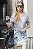 Whitney Port Wearing Blue Floral Miniskirt in NYC
