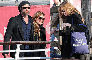 Photos of Brad Pitt With Trimmed Beard and Angelina Jolie Arriving Back in Venice From Bosnia