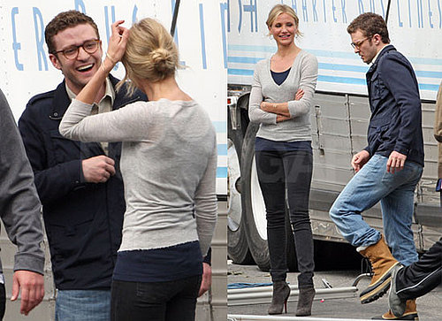 Photos of Justin Timberlake and Cameron Diaz Laughing Together on the Set of Bad Teacher in LA