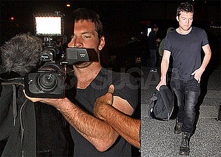 Pictures of Sam Worthington Having Fun With Photographers Outside a Night Club in LA