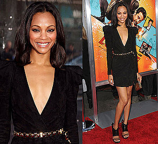 Zoe Saldana Wears Balmain Dress to The Losers Premiere in LA