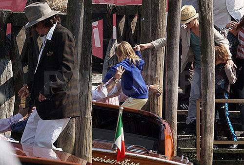 Pictures of Johnny Depp With Vanessa Paradis, Jack Depp And Lily-Rose Depp in Venice