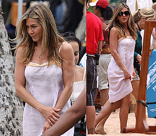 Pictures of Jennifer Aniston in a White Dress Filming in Hawaii