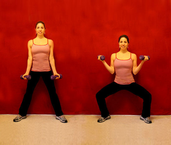 Wide Squat and Biceps Curls Wide Squat and Biceps Curls