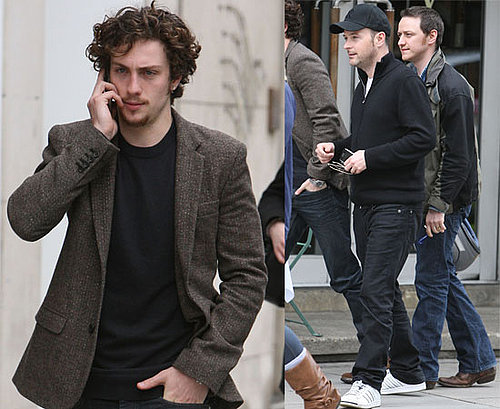 Pictures of Aaron Johnson, James McAvoy with Matthew Vaughn Outside Portland Hospital Where Claudia Schiffer Gave Birth