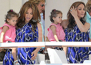 Pictures of Jennifer Lopez, Marc and Emme Anthony Eating Lunch at Eden Roc Hotel