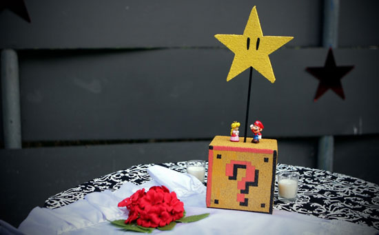 Photos of the Super Mario Wedding Centerpieces 