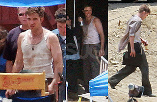 Pictures of Robert Pattinson in Tank Top Filming Water For Elephants