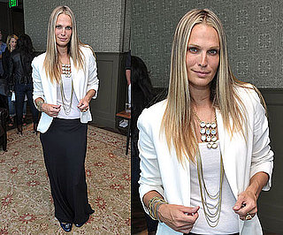 Molly Sims Wearing White Blazer, Long Black Skirt, and Grayce Jewels
