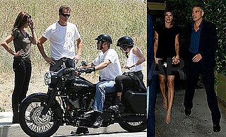 Pictures of George Clooney on a Motorcycle in LA With Elisabetta Canalis, Cindy Crawford And Rande Gerber