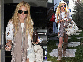 Pictures of Lindsay Lohan Covering Her SCRAM After Her Bikini Photo Shoot