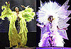 Diana Ross Wears Neon Yellow Feather Coat and Lady Gaga Wears Huge White Snowflake Costume