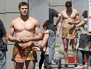 Pictures of Kellan Lutz Shirtless And Wearing a Loincloth on The Set of Immortals