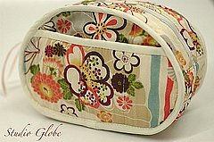 Kimono print cosmetic zipper pouch