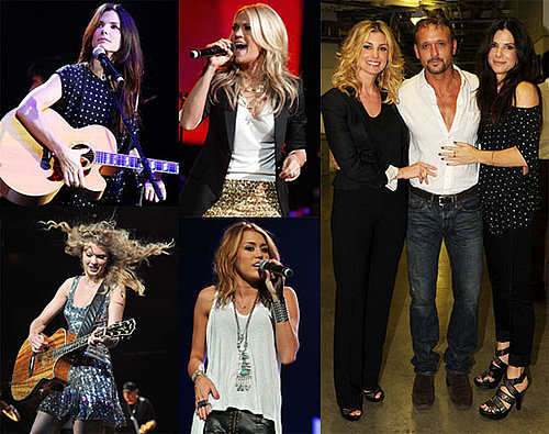 Pictures of Sandra Bullock, Taylor Swift, Miley Cyrus, Carrie Underwood, and More at the Nashville Rising Concert 2010-06-23 08:30:00