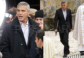 Pictures of George Clooney on the Set of The American Holding a Gun