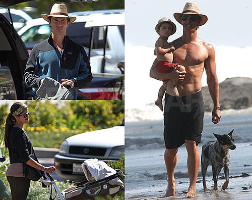 Pictures of Matthew McConaughey Shirtless With Levi and Golfing