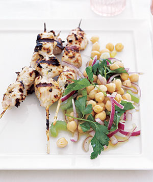 Chicken Kebabs With Chickpea Salad Recipe