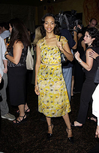 Zoe in yellow prints at a Premiere magazine party in '01.
Zoe in yellow prints at a Premiere magazine party in '01.