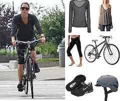 Pictures of Jessica Biel Biking in NYC in Nike, Capris, and Gray V-Neck