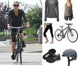 Pictures of Jessica Biel Biking in NYC in Nike, Capris, and Gray V-Neck