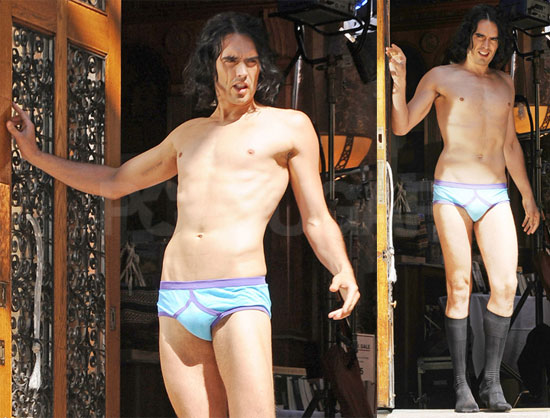 Pictures of Russell Brand on Set
