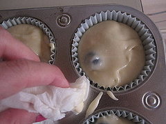 Wipe Dropped Cupcake Batter Off Pan Before Baking