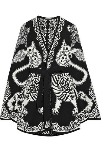 Alexander McQueen | Wool intarsia cape | NET-A-PORTER.COM 1675