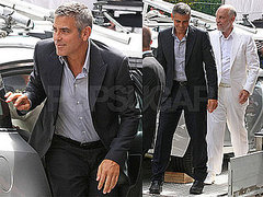 Pictures of George Clooney and John Malkovich Shooting a Nespresso Commercial in Italy Pictures of George Clooney and John Malkovich Shooting a Nespresso Commercial in Italy