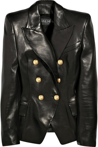 Balmain | Leather double-breasted jacket | NET-A-PORTER.COM 7555