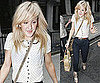 Photos of Ellie Goulding in Blouse, Blue Chinos and Lace Up Wedge Heels