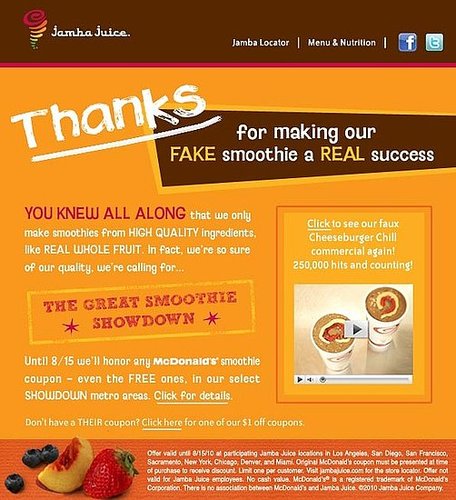 Jamba Juice Fights Back at McDonald's With Smoothie Deal