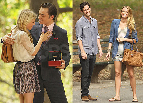 Pictures of Blake Lively, Ed Westwick, and Penn Badgley on the Set of Gossip Girl in NYC