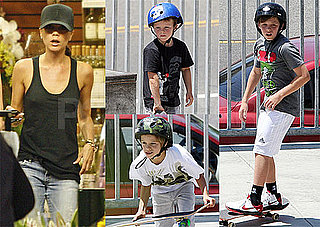 Pictures of Victoria Beckham Grocery Shopping and the Beckham Boys Skateboarding